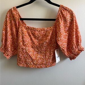 NWT Billabong Orange Floral Top